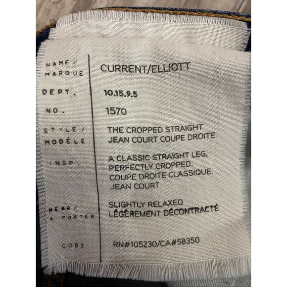 Current/Elliott Cropped Straight Leg Jeans Raw Hem Mid Rise Women’s Sz 27 Waist - Picture 6 of 8